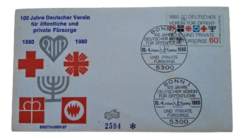 Selos Alemanha Centenário Associação 1980 - Envelope 1º Dia