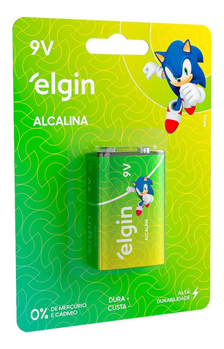 Pilha Elgin Alcalina Bateria 9v. Cartela Com 1 Peca - 6lr61