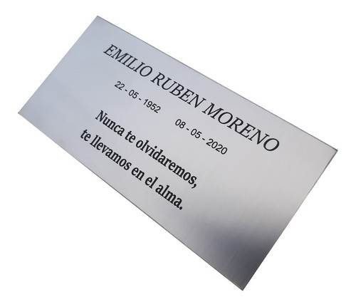 Placa Recordatoria Para Cementerio (10x20) Acero Inox.