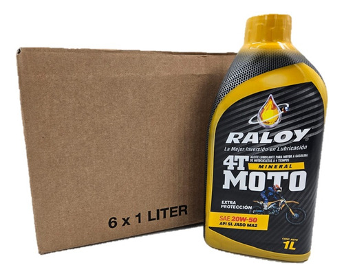 Aceite Raloy Moto 4 Tiempos Sae 20w50 Sl Jaso Ma2 Caja 6l