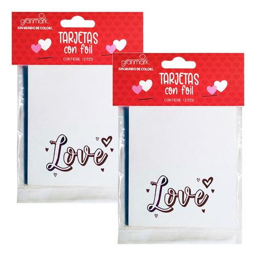Tarjeta Granmark Foil Amor 2 Paquetes Con 12 Piezas Color Blanco