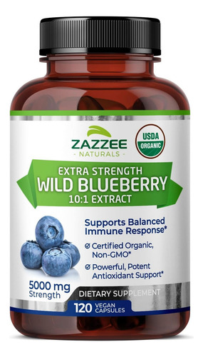 Zazzee Wild Blueberry Antioxidante Salud Ocular 120 Caps Sabor Sin Sabor