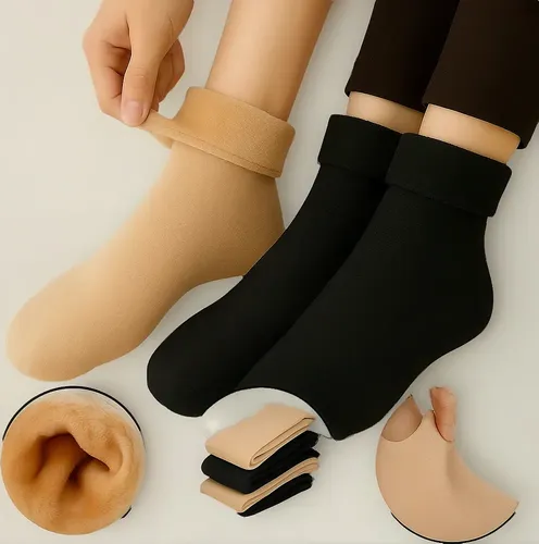 12 Pares Meia De Lã Forrada Peluciada Térmica Inverno Quente