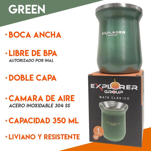 Imagen 3 de 9 de Termo Acero Inoxidable Explorer 750 Ml Pico Cebador + Mate
