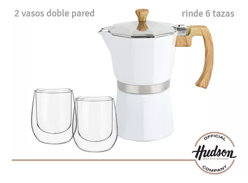 Cafetera Italiana Hudson Inducción Con 2 Vasos doble vidrio