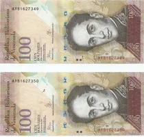 Comprar 2 Billetes Consecutivos Bsf. 100  - Ay8 Junio 23 2015