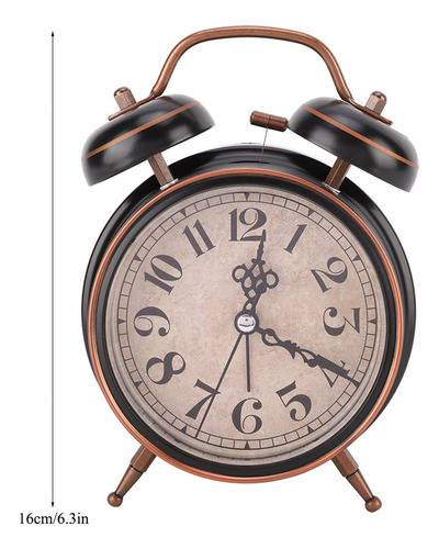 Reloj Despertador Analógico Retro Silencioso Doble Campana
