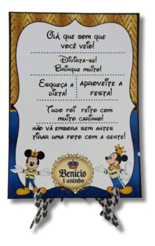 24 Plaquinhas De Agradecimento Mickey Realeza