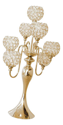 Candelabro Portavelas De Cristal De Estilo Europeo Dorado [u