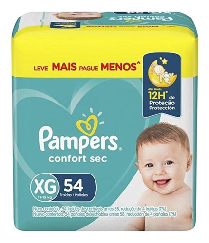 Pañales Pampers Confort Sec Talle Xg 54 Uds.