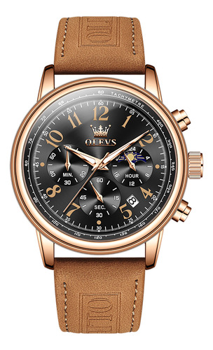 Reloj Casual Olevs 2912 Con Correa De Cuero Impermeable Para