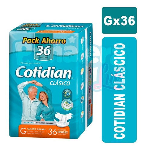 Pañales Cotidian Clásico G X 36 Unidades