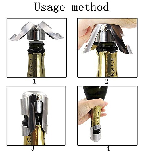 Tapon Sellador De Botellas De Champan Acero Inoxidable 3pzs