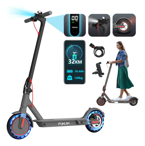 Funjn® Scooter Eléctrico 350/500w Bluetooth Adultos Plegable