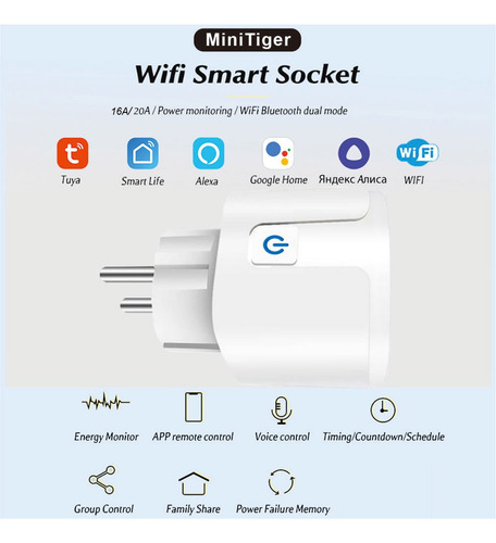 Smart Plug App Control Remoto 2pcs Montado Blanco