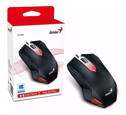 Mouse Optico Gamer Genius G200 Light Red Ergonomico 1000dpi