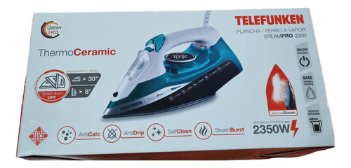 Plancha Telefunken Ferro A Vapor Thermo Ceramic 2350w 400ml