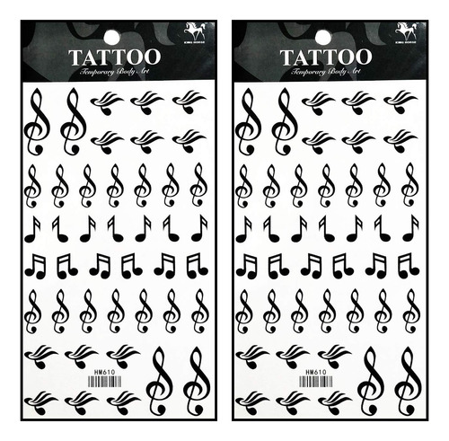 Tatuajes 2 Hojas Notas Musicales Música Amor Símbolos Tem.