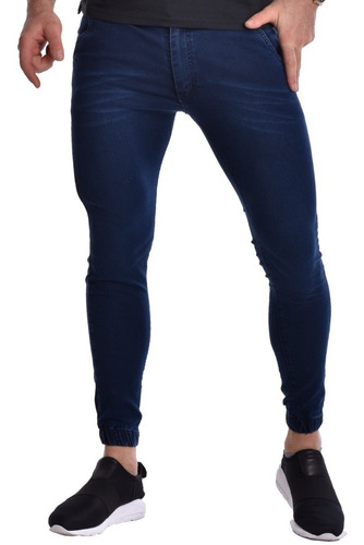 Imagen 1 de 5 de Pantalon Jogger Elastizado Jean Corte Chino Hombre Puño