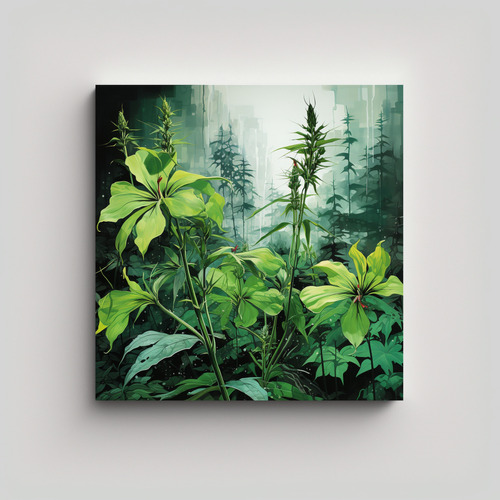 40x40cm Cuadro Moderno Para Comedor: Plantas Fireweed En Ton