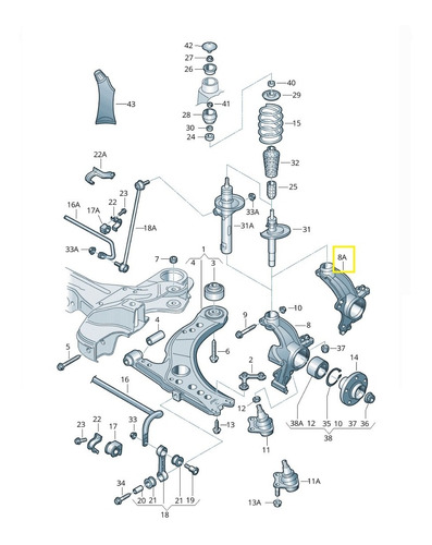 Mango Suspension Delantero Der Audi A3 1.8 1996-2003 Oem