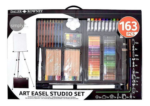 Imagen 2 de 8 de Set De Arte Y Dibujo Estuche 162 Pzs+ Caballete Daler Rowney