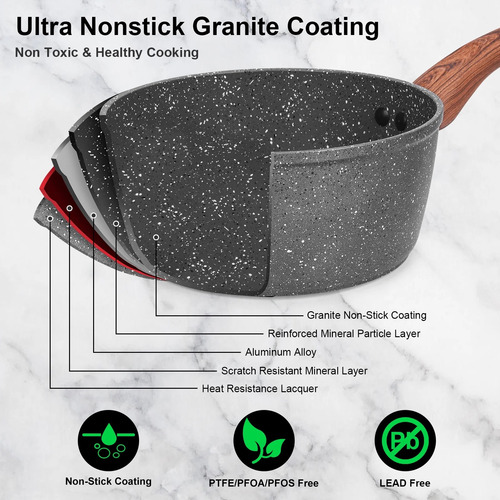Juego De Ollas Y Sartenes Antiadherentes Non Stick 11 Pzas Gris Oscuro