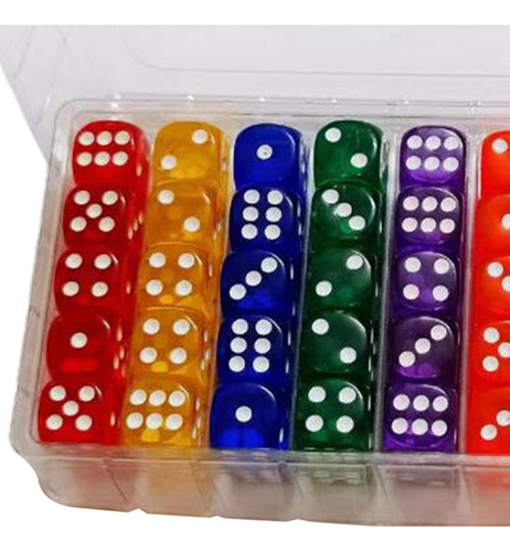 100 Uds. Dados De 6 Caras 14mm Bordes Redondeados De Colores