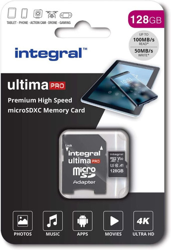 Tarjeta Memoria Micro Sd 128gb Integral Ultima Pro C10 U3 4k