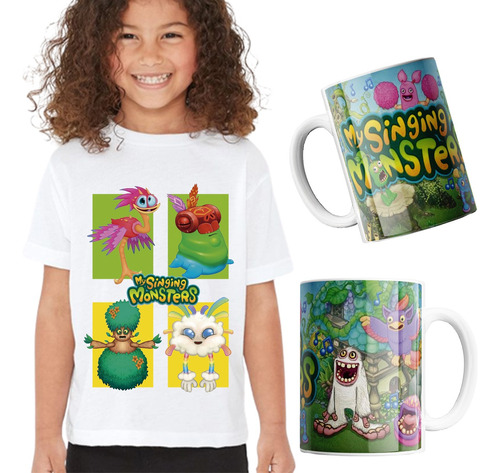 Playera My Singing Monsters Para Niños Kit Playera + Taza 