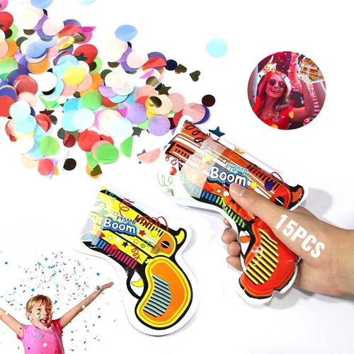 15 Pzas Cañon Pistola De Confeti Autoinflable Para Fiestas