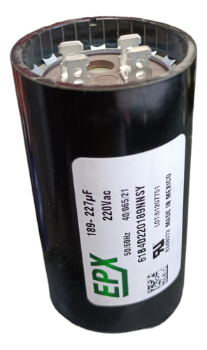 Capacitor De Arranque 189uf - 227mfd, 220vac Marca Epx
