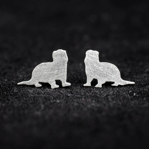 Par De Aretes Nutrias Animal Plata 925 Envio Gratis Broquel