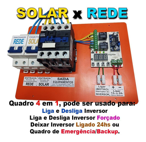 Imagem 2 de 6 de Quadro De Automação Sistema Solar Liga Desliga Inversor 220v