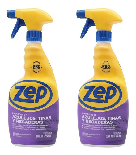 2pz Zep Limpiador De Azulejos Tinas Y Regaderas Baño 946 Ml