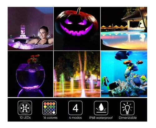 Luz Led Sumergible X4 Rgb Jacuzzi Piscina Pileta Control