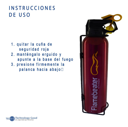 Extintor Deportivo Para Carro Pqs 0.5 Kg Brackets Rojo