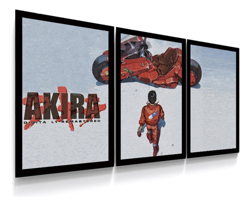  Quadro Decorativo Anime Akira 3 Quadros 42x90 Cm A3