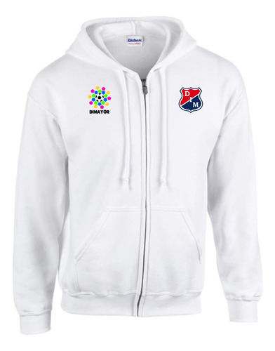 Buzo Capota Cremallera Indep Medellin Hoodie White Premiun 