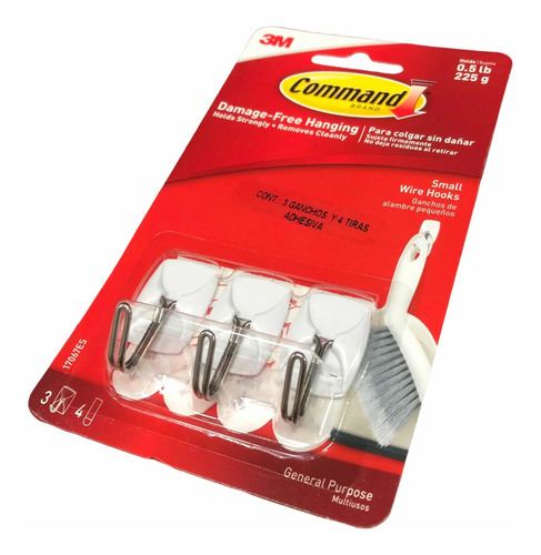 Set 3x Ganchos De Alambre 3m Command Para Colgar Utensilios