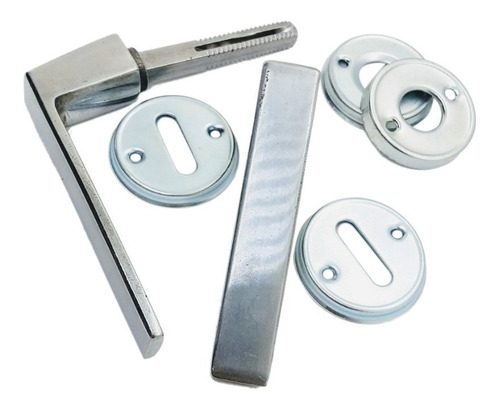 Manija Picaporte Aluminio Natural Biselada Bocallave Redondo