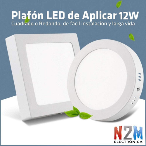 Imagen 6 de 10 de Plafon Led Spot Redondo 12w Aplicar Panel Marco Blanco