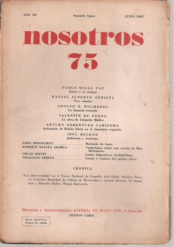 Revista Nosotros Nº 75 Segunda Epoca Junio 1942