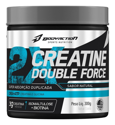 Imagem 1 de 3 de Creatina Double Force 300g Bodyaction -glicina Biotina
