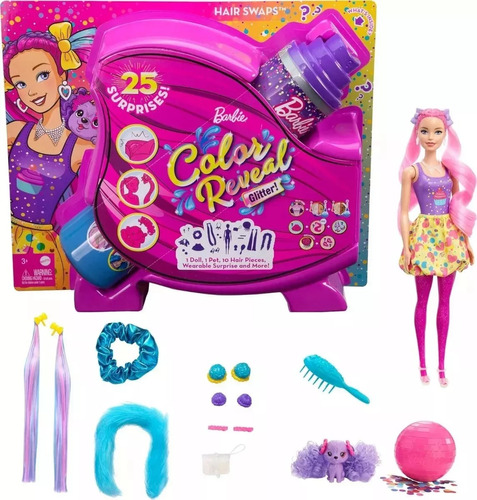 Barbie Color Reveal E Intercambio De Cabello + 25 Sorpresas