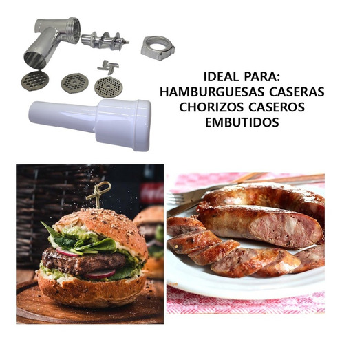 Imagen 2 de 10 de Picadora De Carne Electrica Moledora Embutidora 1200w Acero