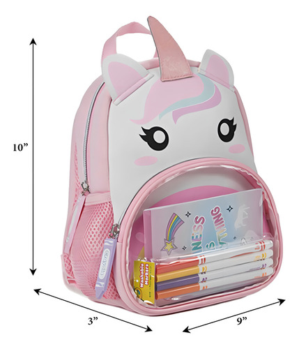 Minimochila Crayola De Neopreno Con Forma De Unicornio Para Niñas Y Niños Pequeños, Marcadores Y Bloc De Notas, 10 Pulgadas, Rosa