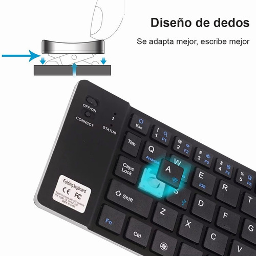 Imagen 6 de 8 de Teclado Inalámbrico Con Bluetooth Ligero Y Portátil