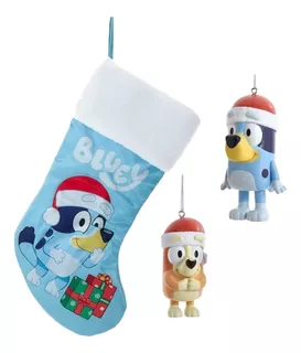 Bluey Bingo Christmas Ornaments And Stocking Set 2 Ho...