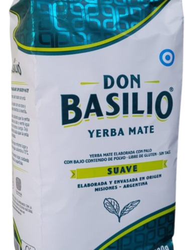 Yerba Mate Suave Anti Acidez Don Basilio X 500gr - Pack X 20